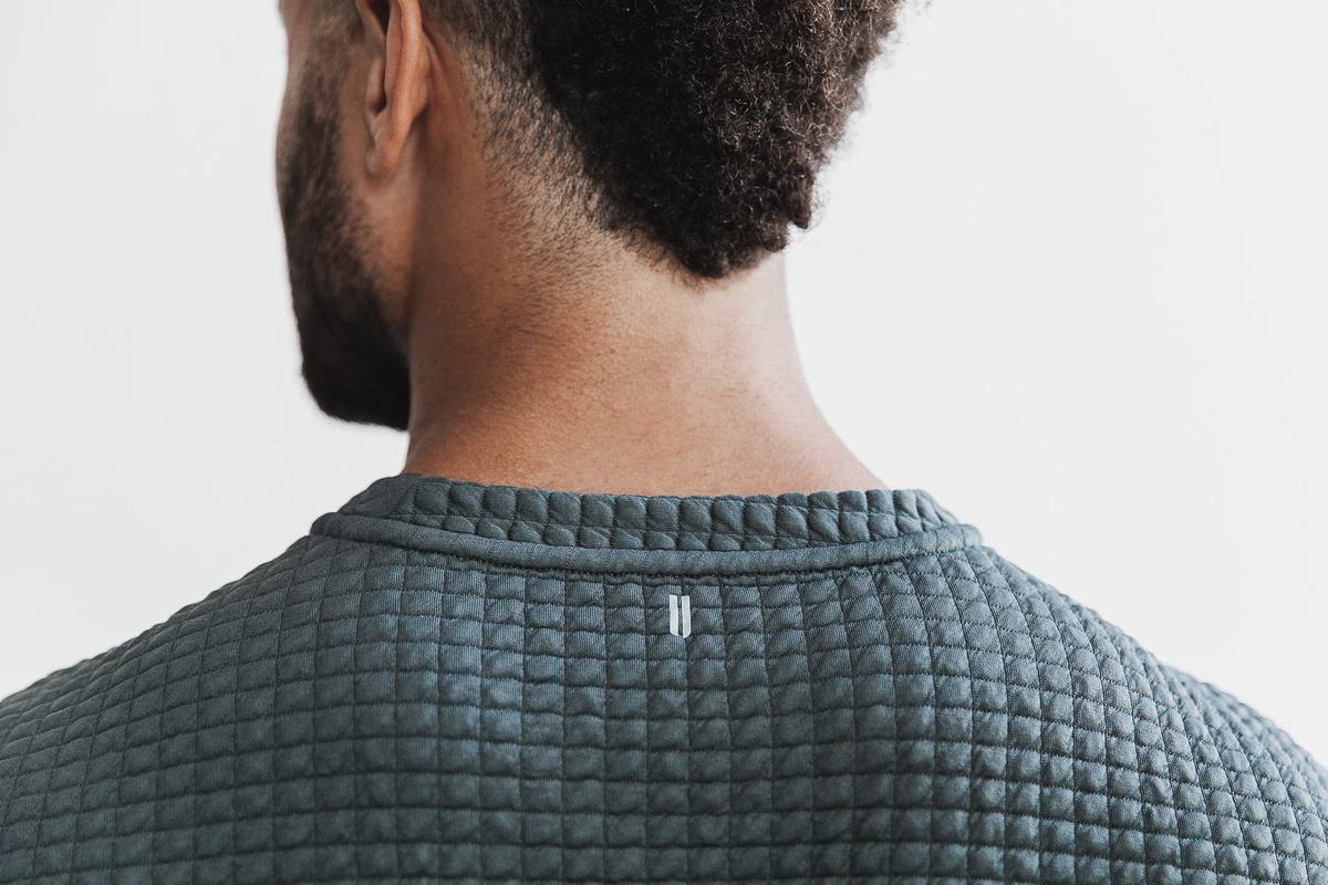 Nobull Quilted Crew Men's Pullover Dark Grey | Australia (WE5749)